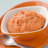 Selection of pureed fruit and vegetables  